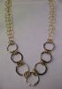 Large Circle Necklace 2, with Gold Chain - 28 inch